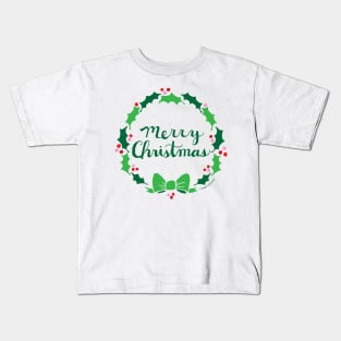 Merry Christmas Wreath Kids T-Shirt